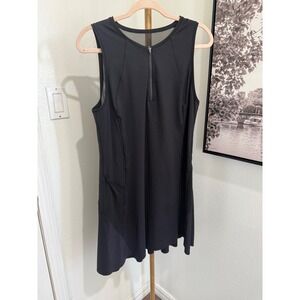 Athleta Womens XL Black Quarter Zip Sleeveless Mesh Back Athletic Tennis Dress